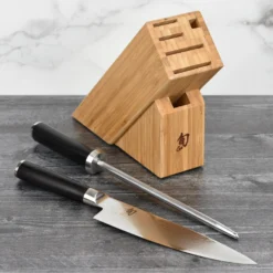 Shun Classic 8" Chef's Knife With Slimline Knife Block & Honing Steel
