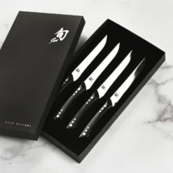 Shun 4 Piece Shima Steak Knife Set, Black Pakkawood -Shun 44745 scaled