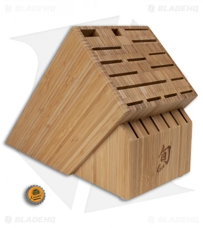 Shun 22-Slot Angled Kitchen Knife Bamboo Block - DM0832 2 Shun 22-Slot Angled Kitchen Knife Bamboo Block - DM0832 - Image 2