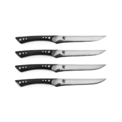 Shun 4 Piece Shima Steak Knife Set, Black Pakkawood -Shun Shun4PieceShimaSteakKnifeSet BlackPakkawood scaled