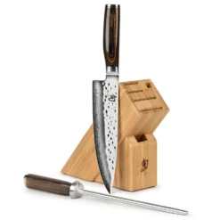 Shun Premier 8" Chef's Knife With Slim Knife Block & Steel -Shun ShunPremier8 inchChef sKnifewithSlimKnifeBlock Steel scaled